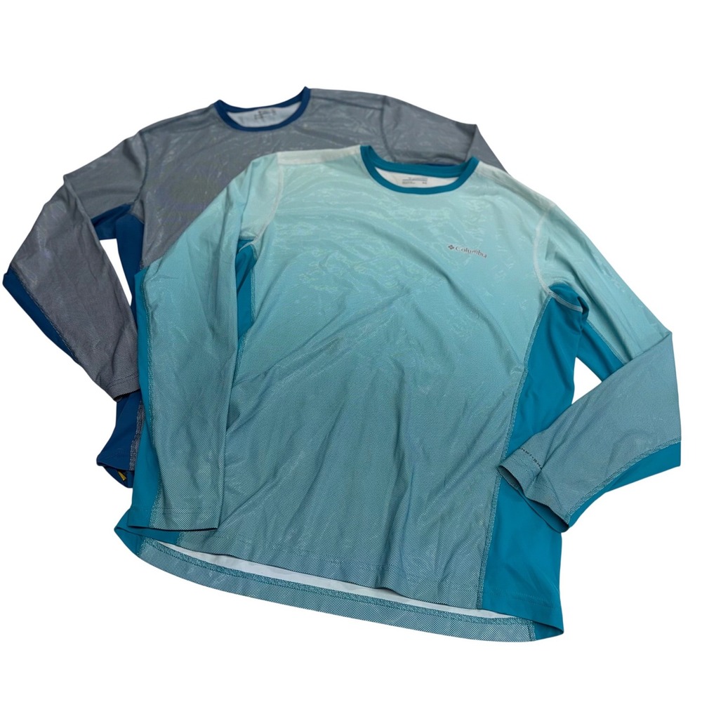 Columbia PFG Omni-Freeze Zero Shirts Blue Grey Long Sleeve Bundle Size M Mens